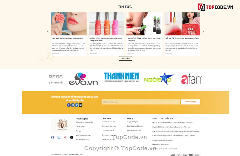 website mỹ phẩm,shop mỹ phẩm,mỹ phẩm online,Sharecode Website Giao diện bán mỹ phẩm làm đẹp xị